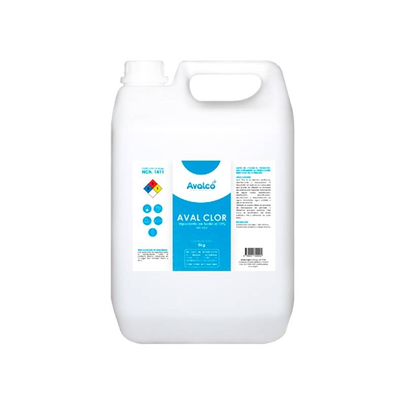 Aval Clor - Hipoclorito De Sodio Al 10% 5 Litros